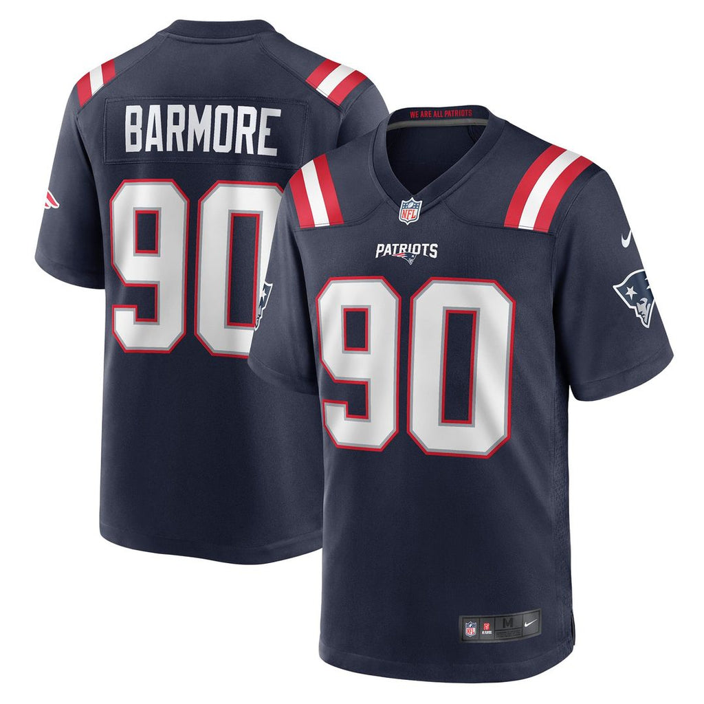 New England Patriots Christian Barmore Nike Navy Player Game Jersey product image 1, provided for visual reference and