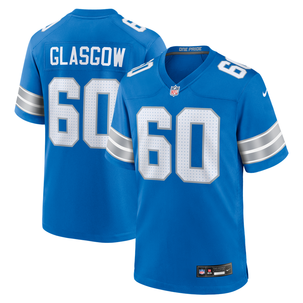 Detroit Lions Graham Glasgow Nike Blue Team Game Jersey product image 1, provided for visual reference and product detail