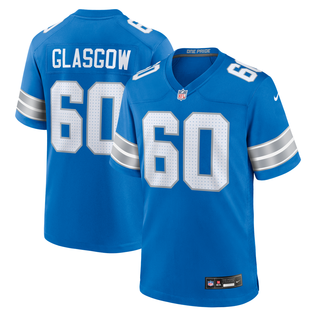 Detroit Lions Graham Glasgow Nike Blue Team Game Jersey product image 1, provided for visual reference and product detail