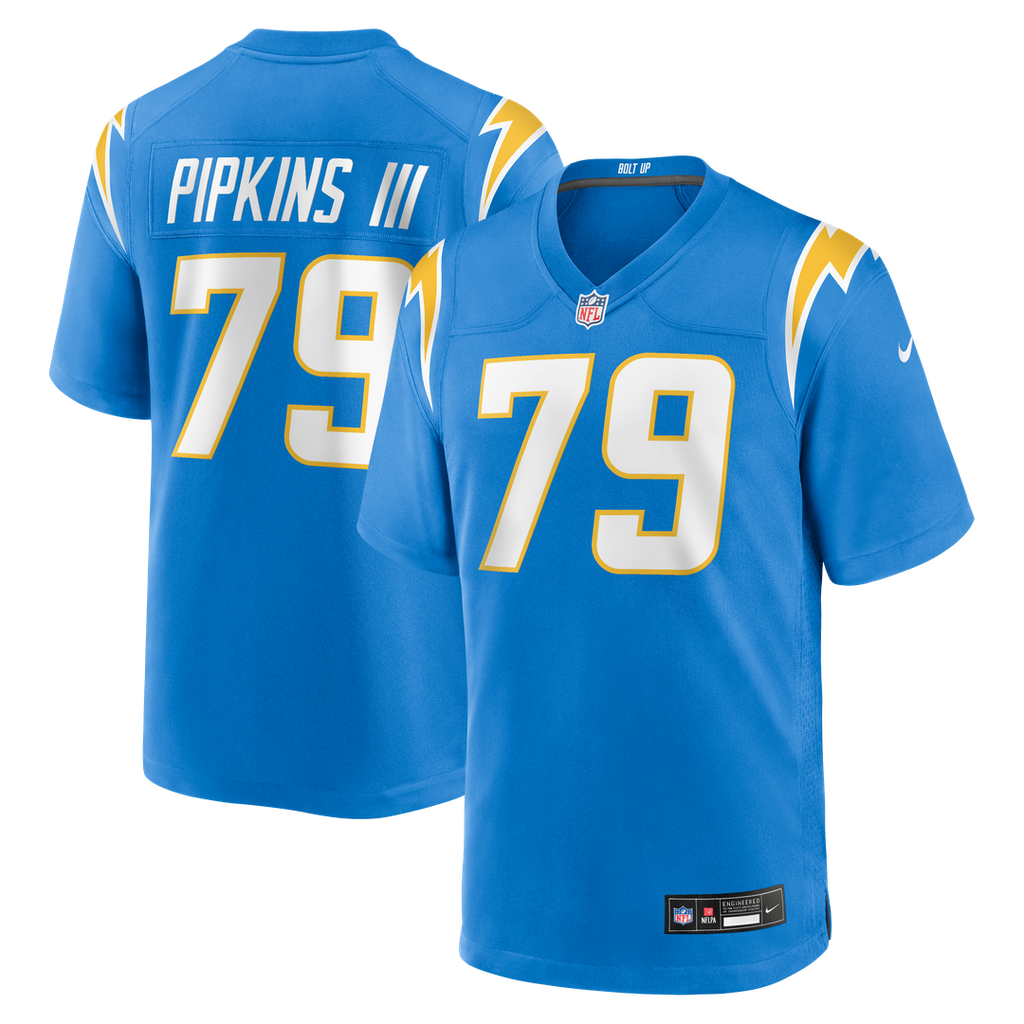 Los Angeles Chargers Trey Pipkins III Nike Powder Blue Game Jersey product image 1, provided for visual reference and
