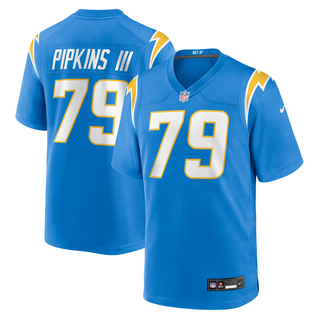 Los Angeles Chargers Trey Pipkins III Nike Powder Blue Game Jersey product image 1, provided for visual reference and