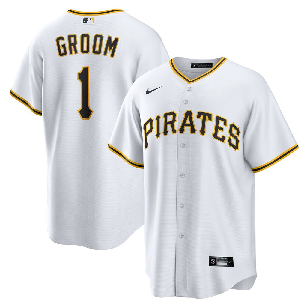 Pittsburgh Pirates Nike White #1 Groom Home Replica Jersey product image 1, provided for visual reference and product detail