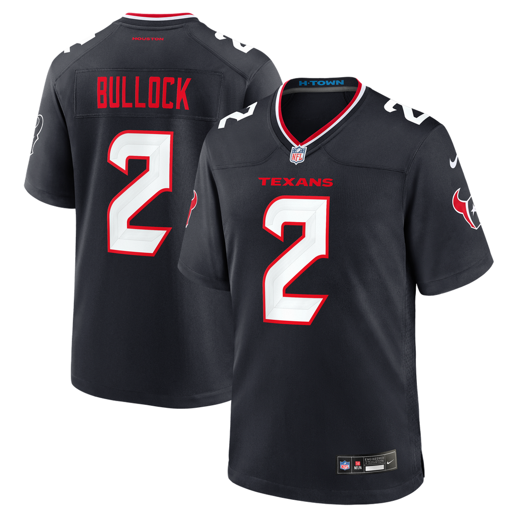 Houston Texans Calen Bullock Nike Navy Team Game Jersey product image 1, provided for visual reference and product detail
