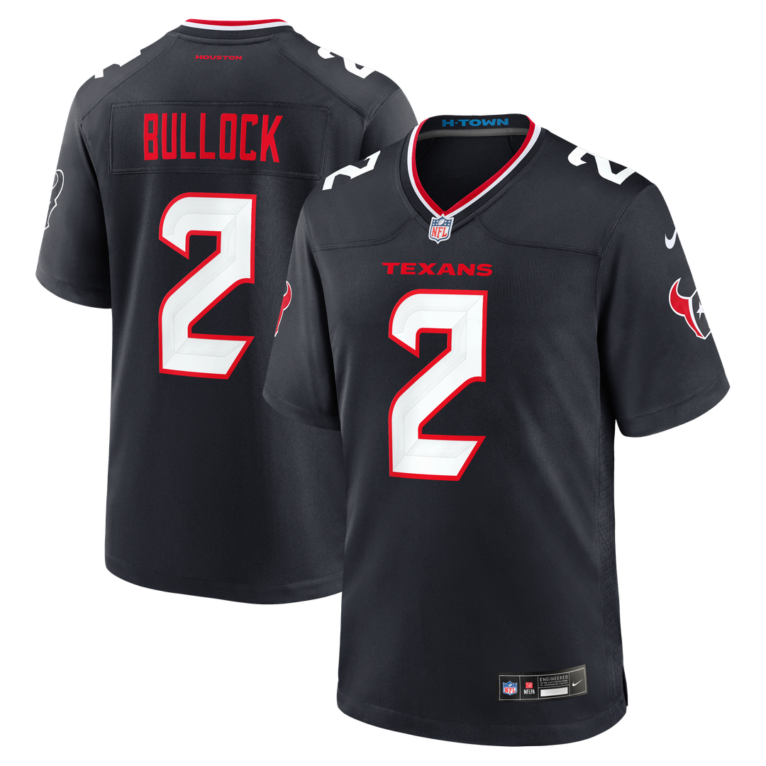 Houston Texans Calen Bullock Nike Navy Team Game Jersey product image 1, provided for visual reference and product detail