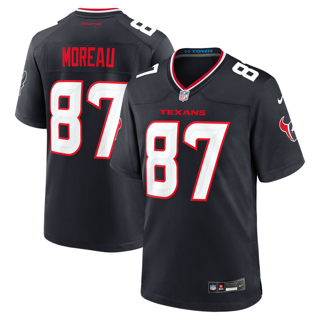 Houston Texans Foster Moreau Nike Navy Team Game Jersey product image 1, provided for visual reference and product detail