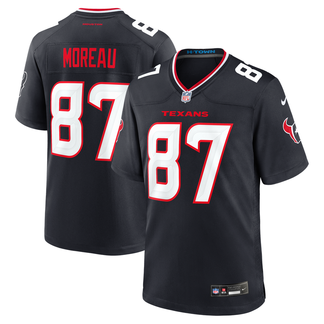 Houston Texans Foster Moreau Nike Navy Team Game Jersey product image 1, provided for visual reference and product detail