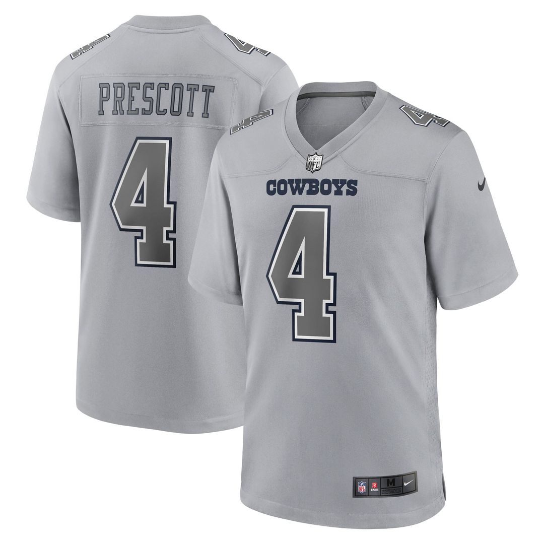 Dallas Cowboys Dak Prescott Nike Gray Atmosphere Fashion Game Jersey product image 1, provided for visual reference and