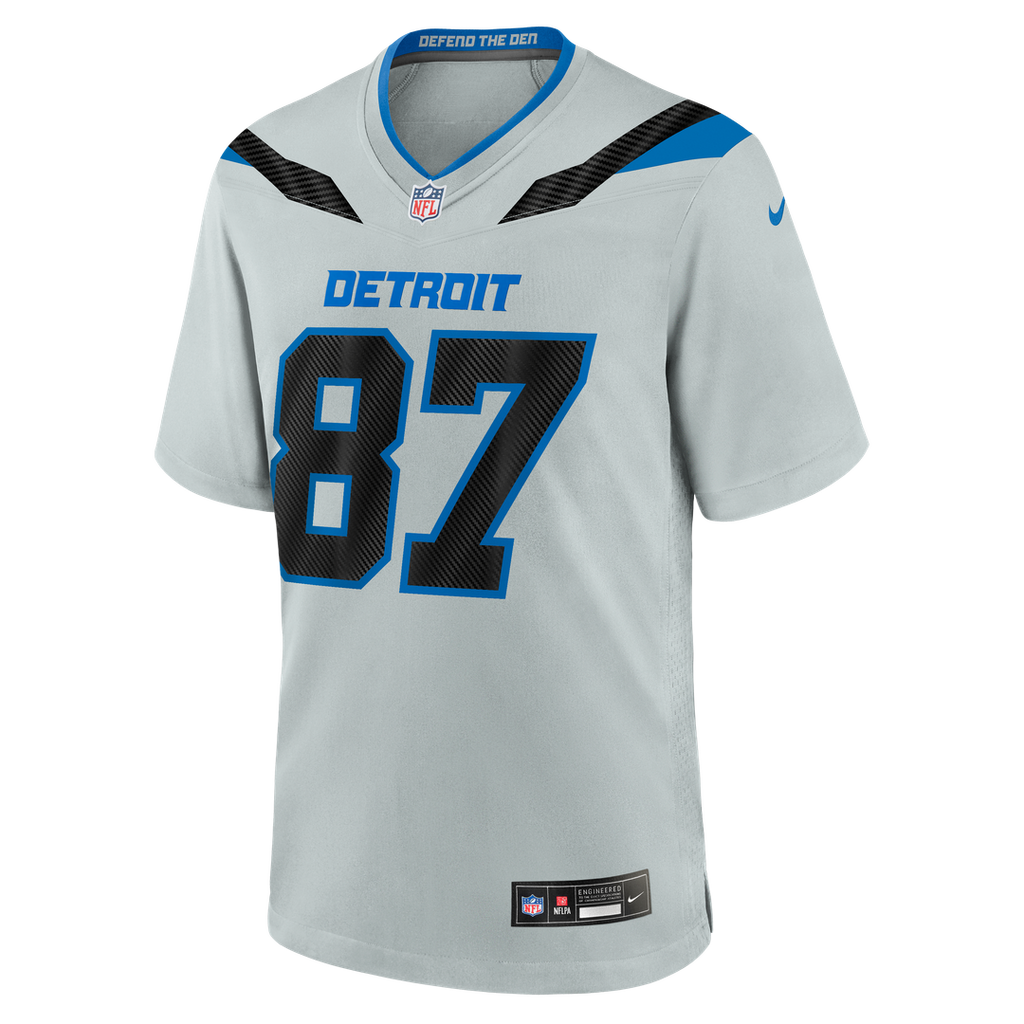 Detroit Lions Sam LaPorta Nike Silver 2026 Rivalries Collection Game Jersey product image 2, provided for visual reference