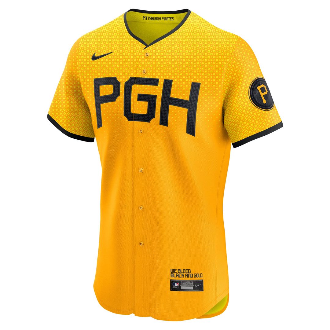Pittsburgh Pirates Nike Gold City Connect Elite Jersey product image 2, provided for visual reference and product detail