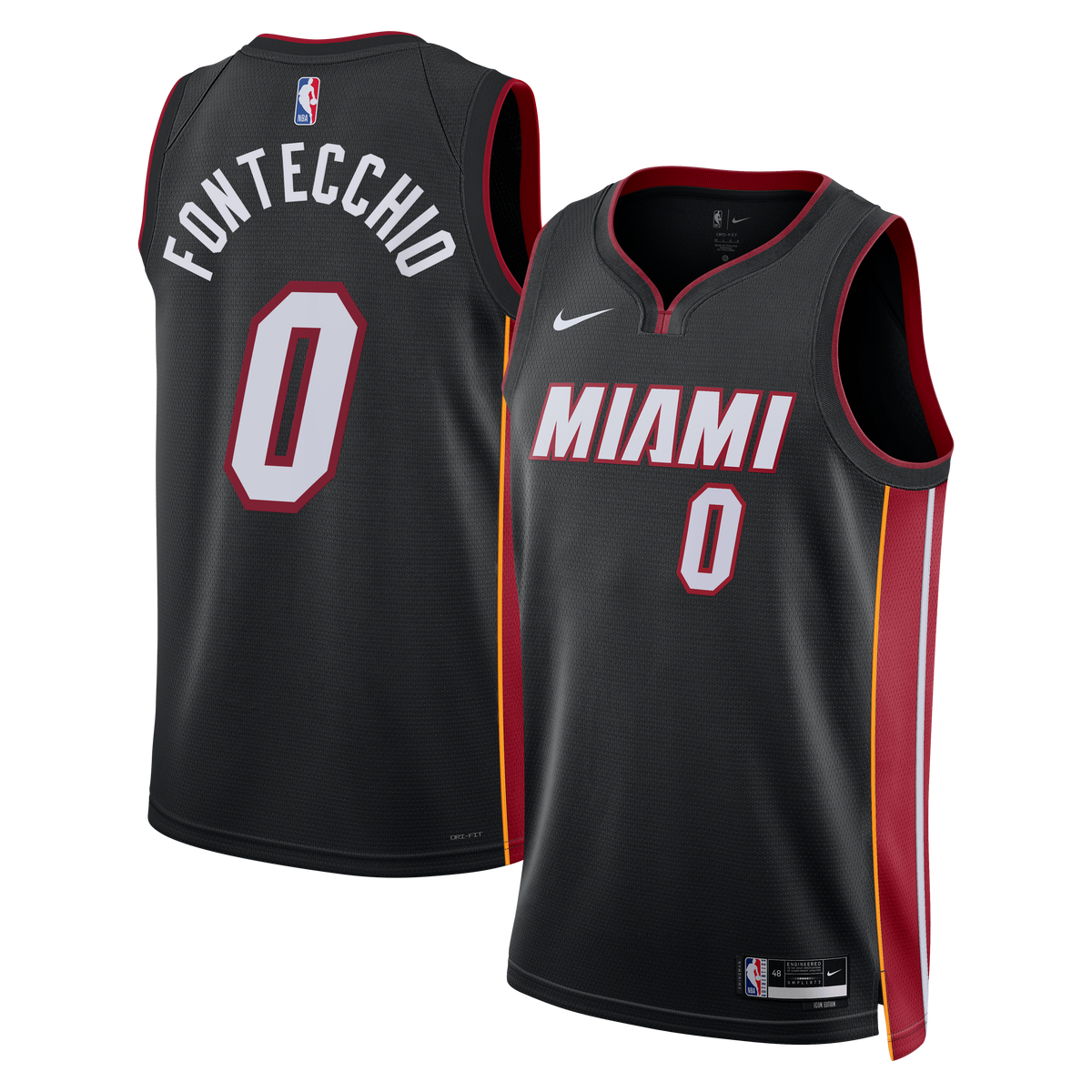 Miami Heat Nike Icon Edition Swingman Jersey - Black - Simone Fontecchio - Unisex product image 2, provided for visual