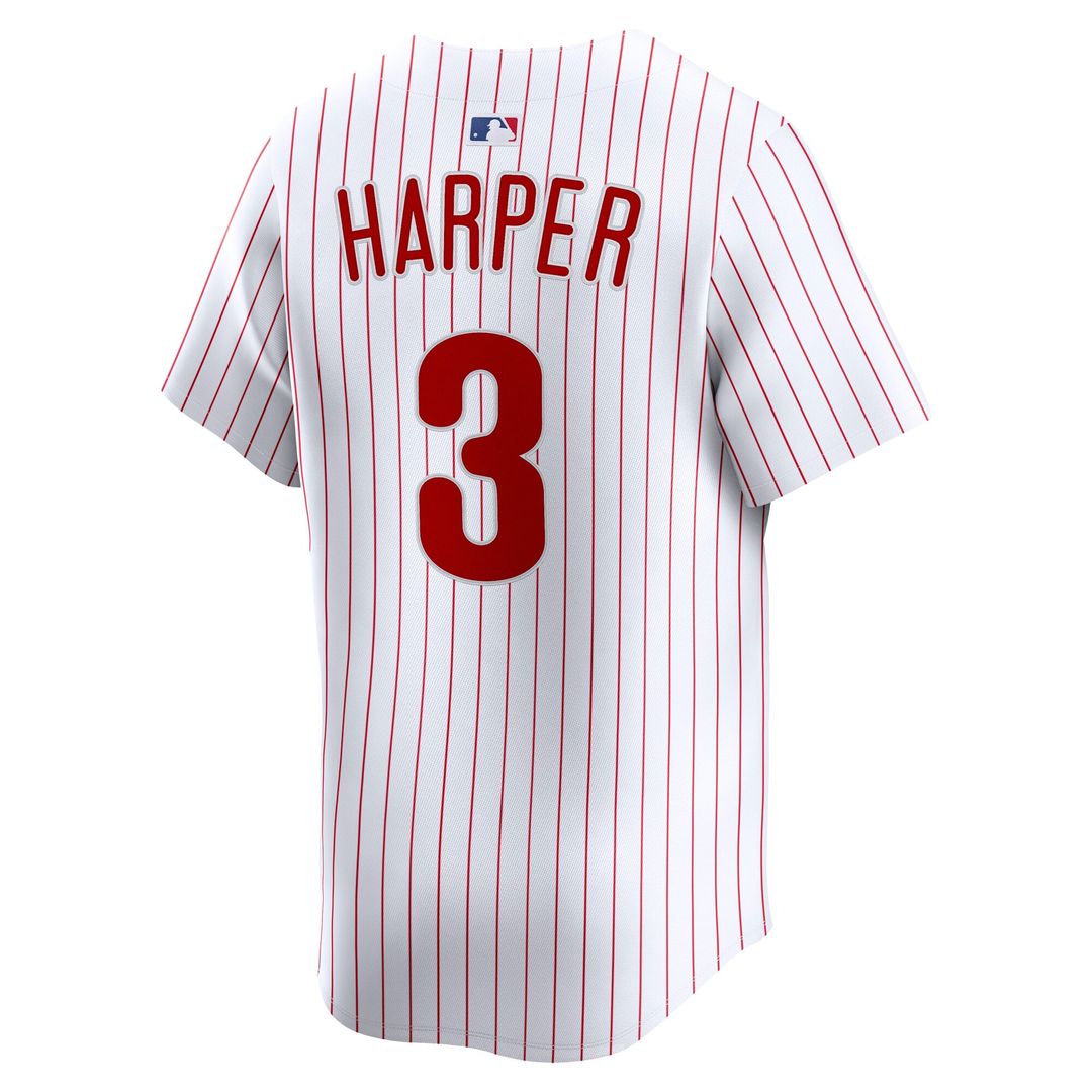 Philadelphia Phillies Bryce Harper Nike White Home Limited Player Jersey product image 3, provided for visual reference and