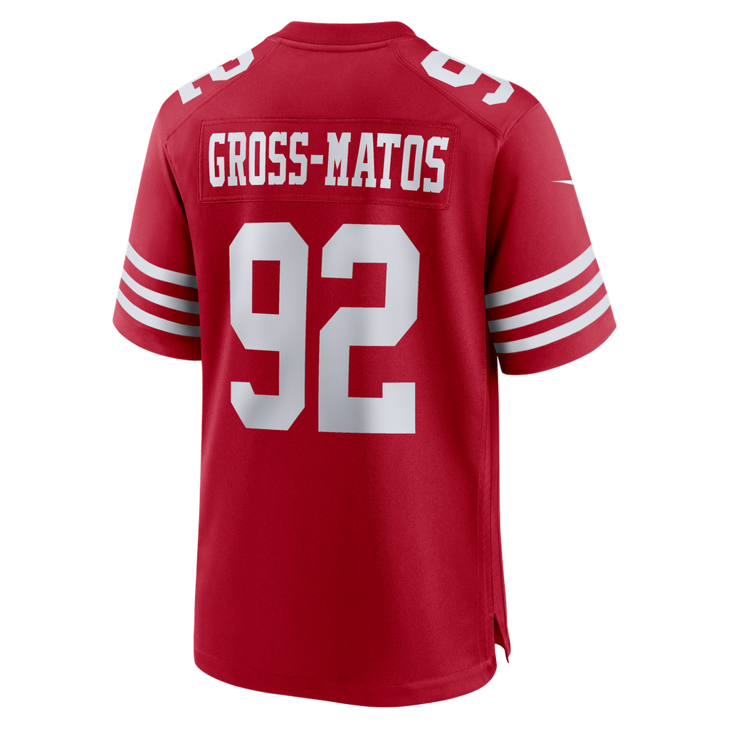 San Francisco 49ers Yetur Gross-Matos Nike Scarlet Team Game Jersey product image 3, provided for visual reference and
