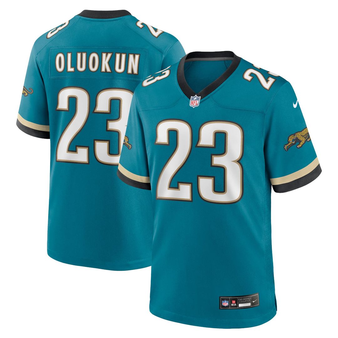 Jacksonville Jaguars Foye Oluokun Nike Teal Prowler Throwback Player Game Jersey product image 1, provided for visual