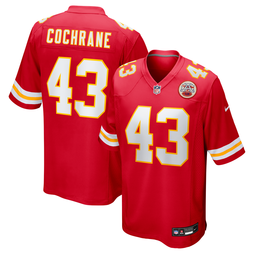 Kansas City Chiefs Jack Cochrane Nike Red Game Player Jersey product image 1, provided for visual reference and product