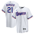 Texas Rangers Jake Burger Nike White Home Replica Jersey product image 1, provided for visual reference and product detail