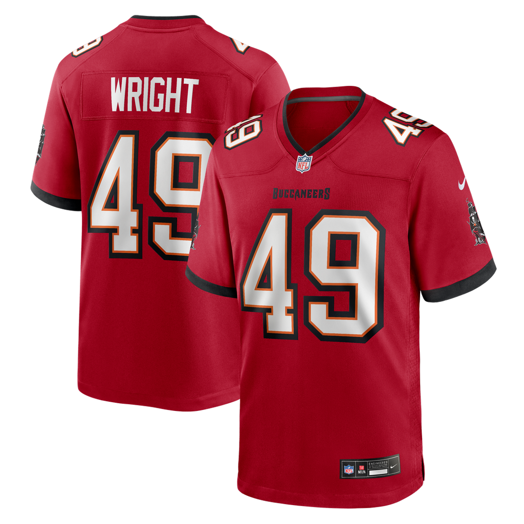 Tampa Bay Buccaneers Owen Wright Nike Red Team Game Jersey product image 1, provided for visual reference and product detail