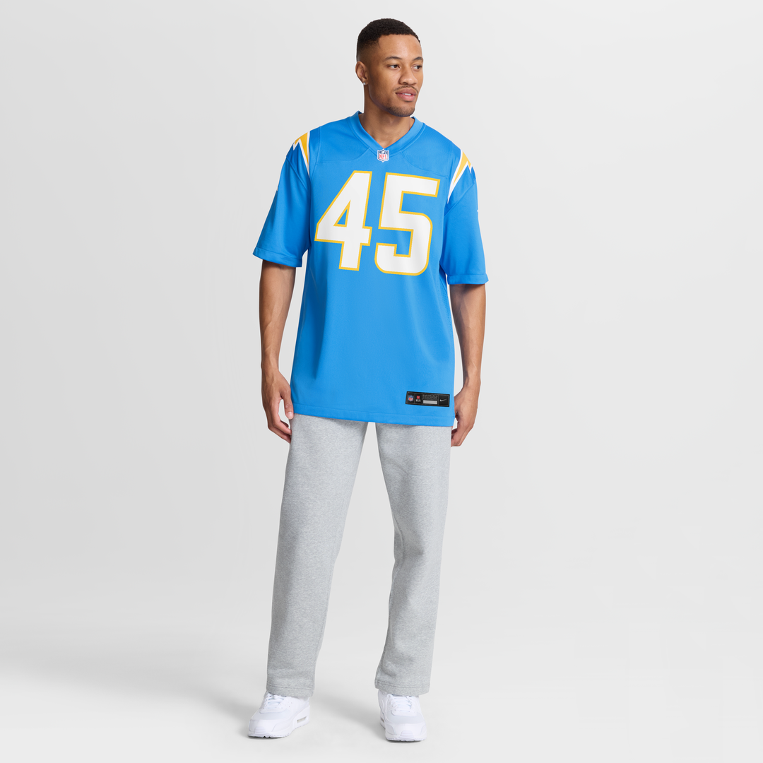 Los Angeles Chargers Tuli Tuipulotu Nike Powder Blue Team Game Jersey product image 7, provided for visual reference and