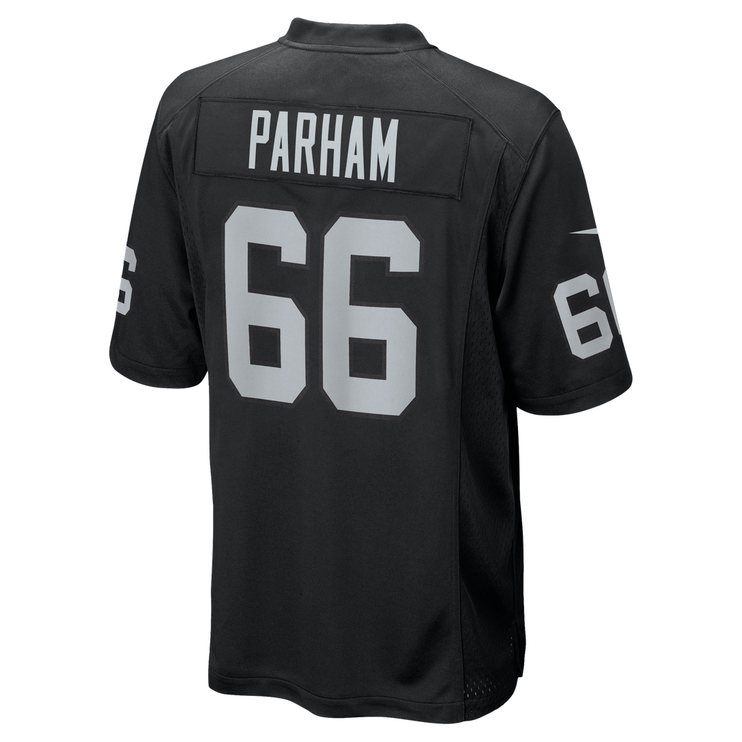 Las Vegas Raiders Dylan Parham Nike Black Game Player Jersey product image 3, provided for visual reference and product