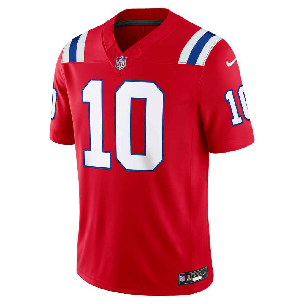 New England Patriots Drake Maye Nike Red Alternate Vapor F.U.S.E. Stitched Limited Jersey product image 5, provided for