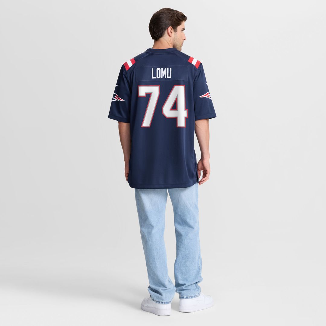 New England Patriots Caleb Lomu Nike Navy Team Game Jersey product image 3, provided for visual reference and product detail