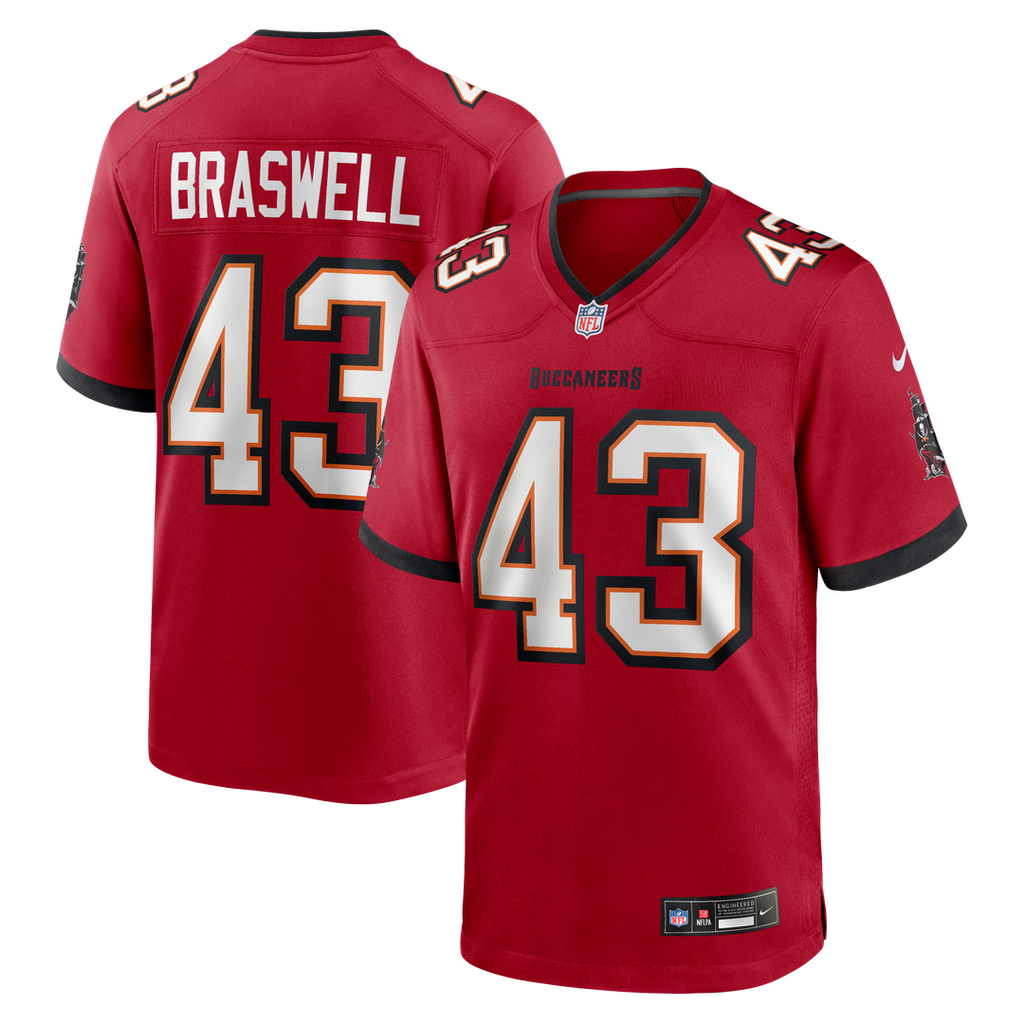 Tampa Bay Buccaneers Chris Braswell Nike Red Game Jersey product image 1, provided for visual reference and product detail
