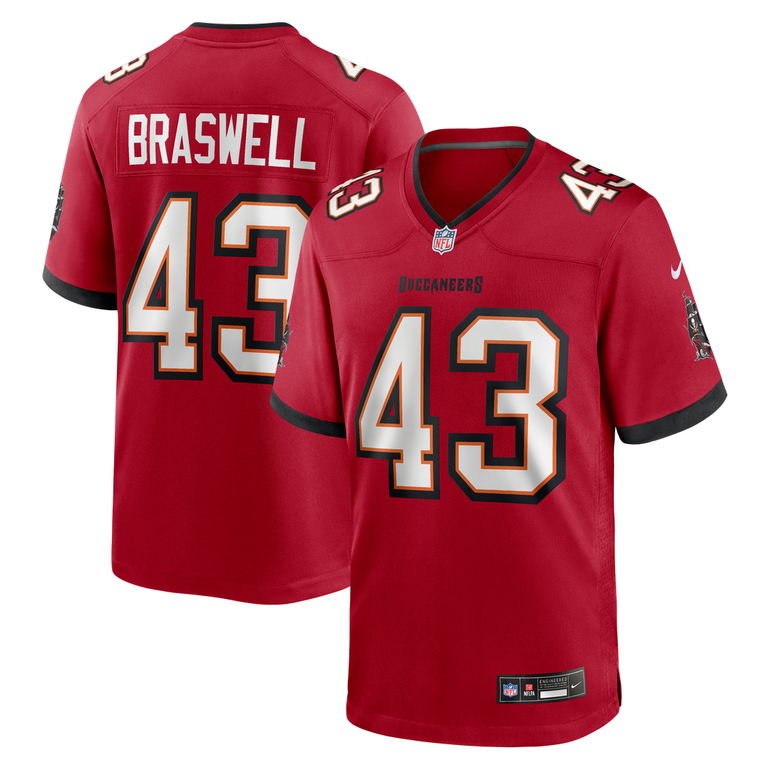 Tampa Bay Buccaneers Chris Braswell Nike Red Game Jersey product image 1, provided for visual reference and product detail
