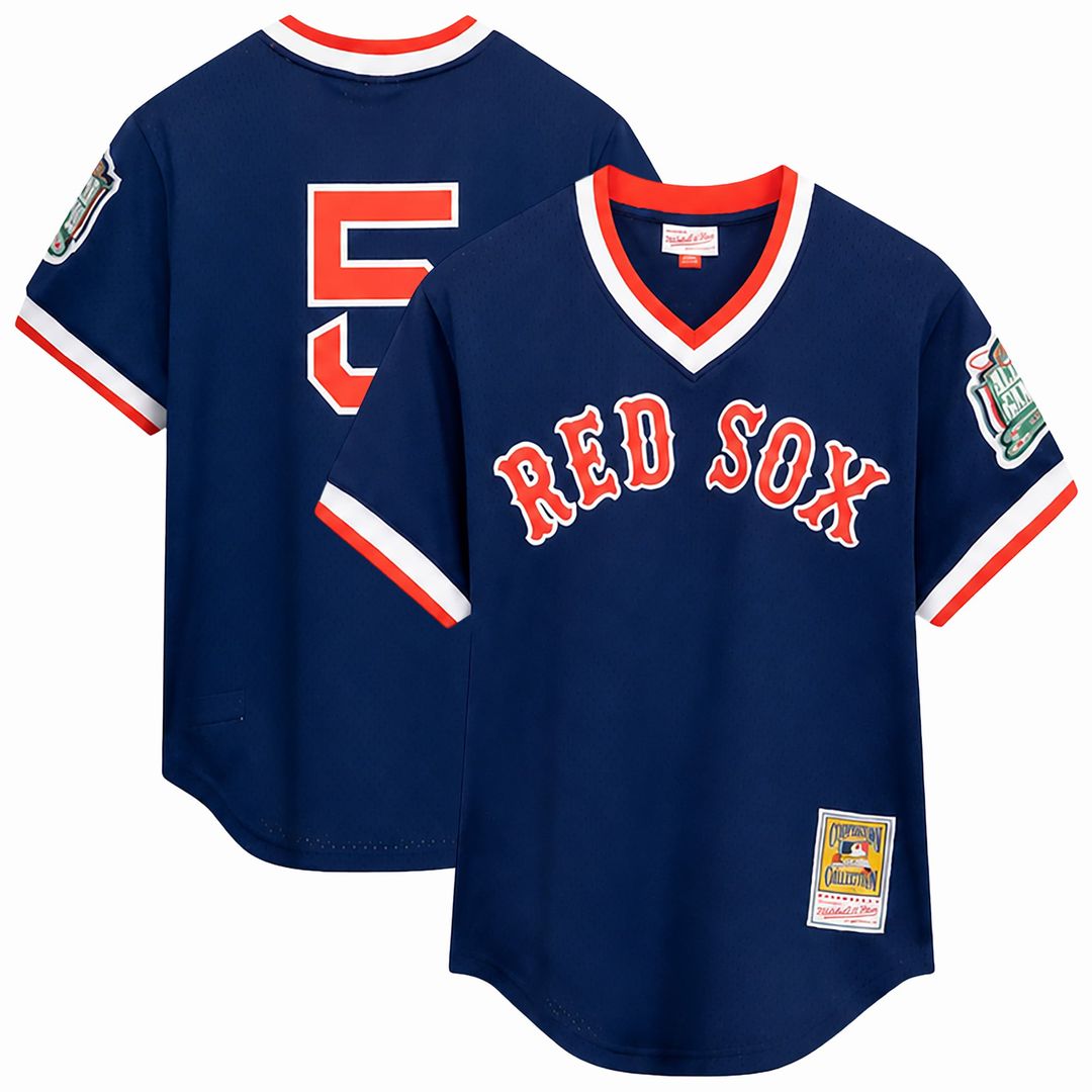 Boston Red Sox Nomar Garciaparra Mitchell & Ness Navy Big & Tall Cooperstown Mesh Batting Practice Jersey product image 1,