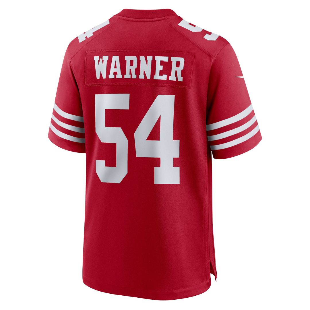 San Francisco 49ers Fred Warner Nike Scarlet Team Game Player Jersey product image 3, provided for visual reference and