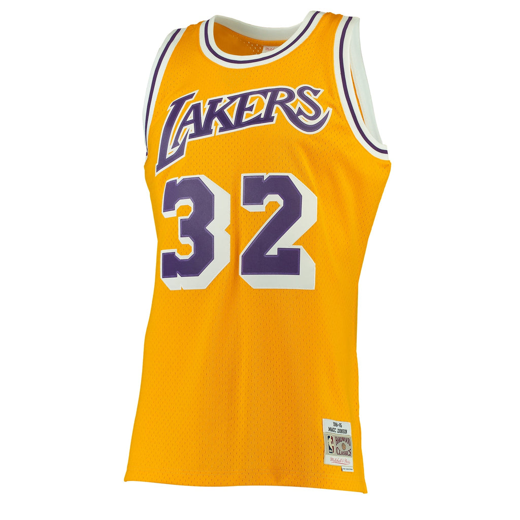 Mitchell & Ness Magic Johnson Gold Los Angeles Lakers 1984-85 Hardwood Classics Swingman Jersey product image 3, provided
