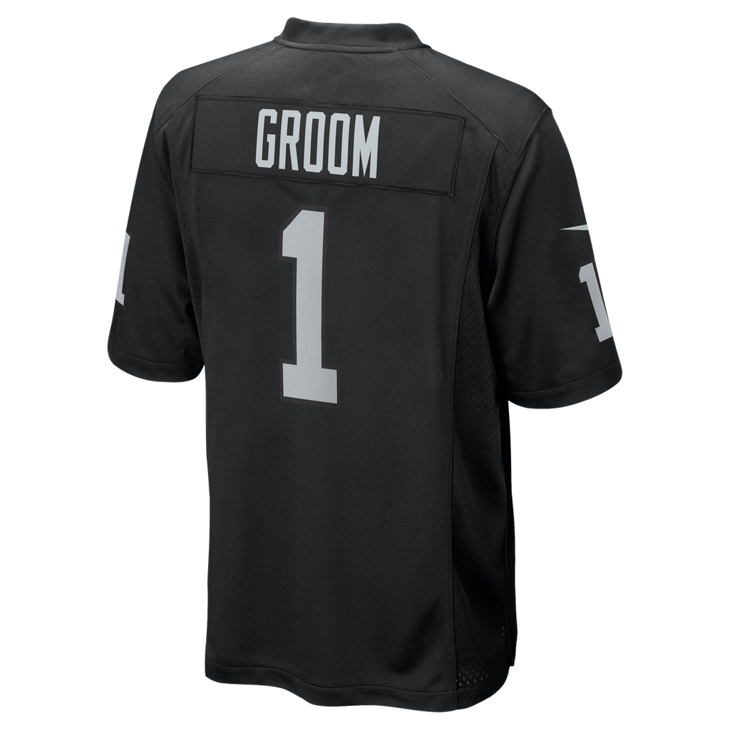 Las Vegas Raiders Number 1 Groom Nike Black Game Jersey product image 3, provided for visual reference and product detail