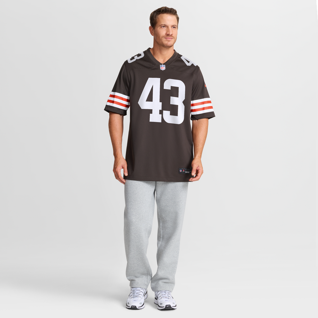 Cleveland Browns Mohamoud Diabate Nike Brown Team Game Jersey product image 7, provided for visual reference and product