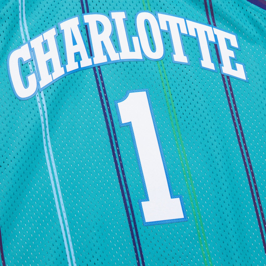 Charlotte Hornets Mitchell & Ness Baron Davis 1999 Swingman Road Authentic Jersey - Teal product image 5, provided for