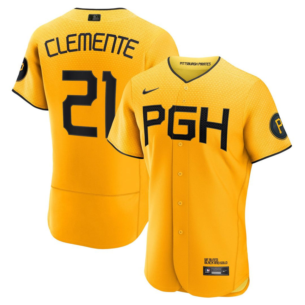 Pittsburgh Pirates Roberto Clemente Nike Gold City Connect Authentic Player Jersey product image 1, provided for visual