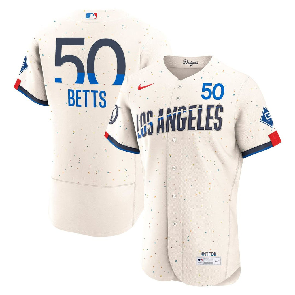 Los Angeles Dodgers Mookie Betts Nike Cream City Connect Authentic Sponsor Patch Jersey product image 1, provided for visual