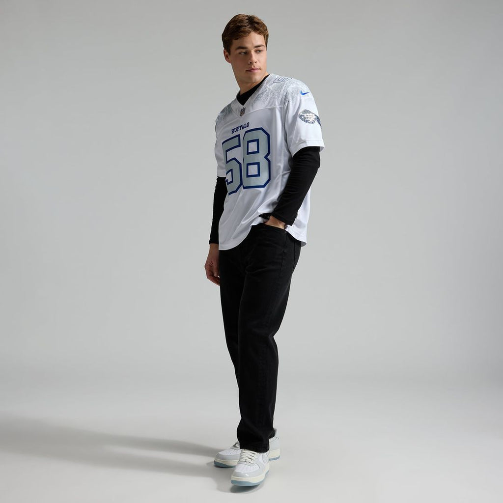 Buffalo Bills Matt Milano Nike White Rivalries Collection Stitched Limited Jersey product image 4, provided for visual