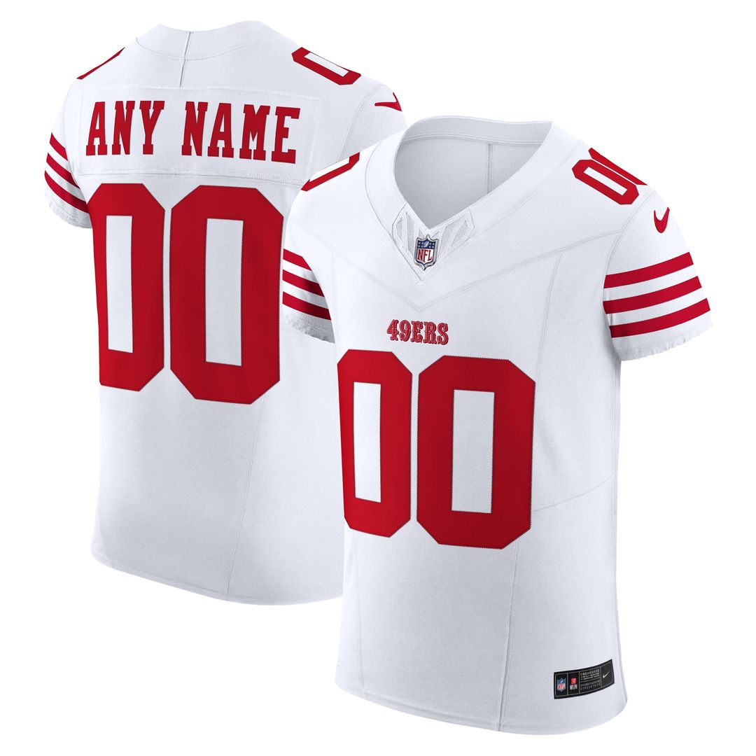 San Francisco 49ers Nike White Vapor F.U.S.E. Elite Custom Jersey product image 1, provided for visual reference and product