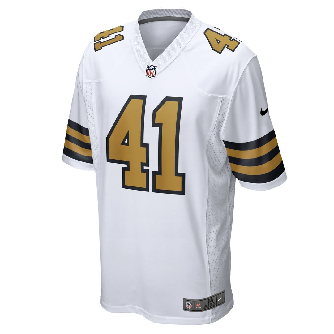 New Orleans Saints Alvin Kamara Nike White Alternate Game Jersey product image 2, provided for visual reference and product