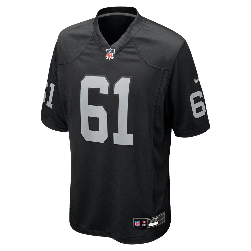 Las Vegas Raiders Jordan Meredith Nike Black Game Player Jersey product image 2, provided for visual reference and product