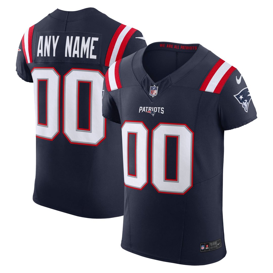 New England Patriots Nike Navy Vapor F.U.S.E. Elite Custom Jersey product image 1, provided for visual reference and product