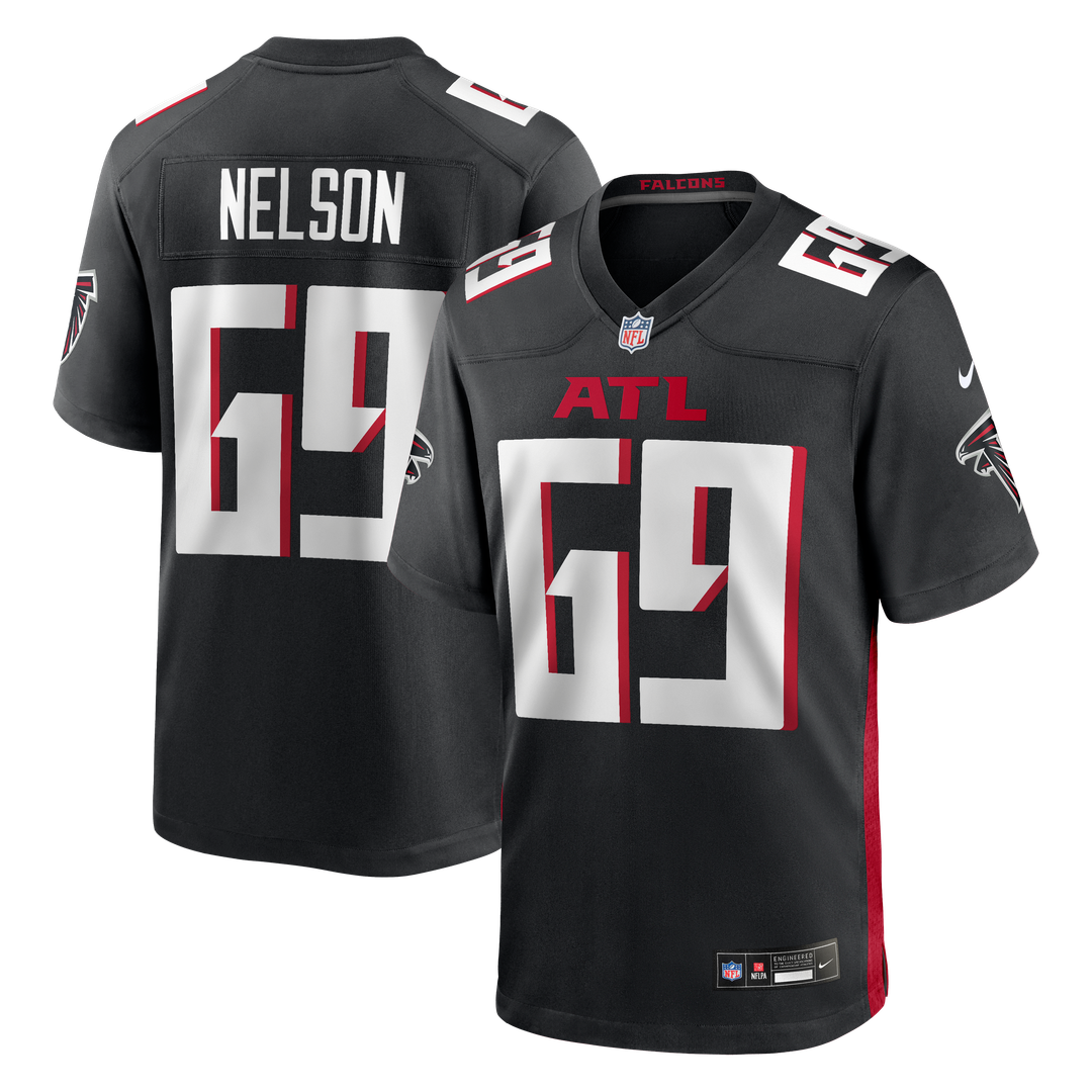 Atlanta Falcons Jack Nelson Nike Black Team Game Jersey product image 1, provided for visual reference and product detail