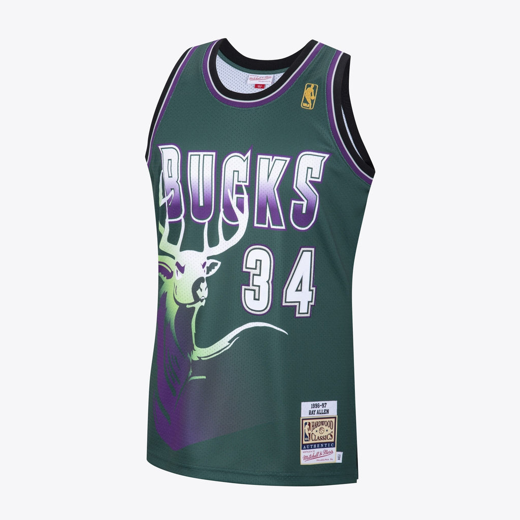 Milwaukee Bucks Ray Allen 1996 Hardwood Classics Alternate Swingman Jersey By Mitchell & Ness - Dark Green product image 2,