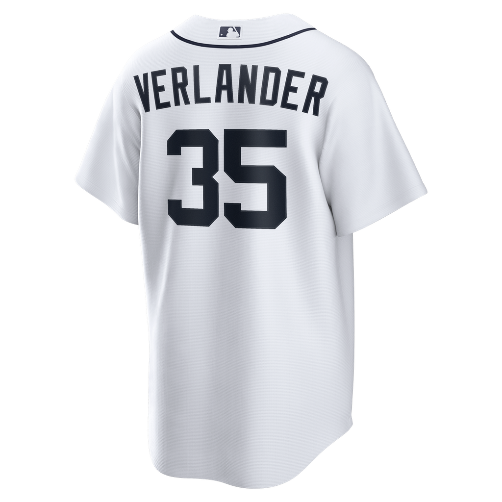 Detroit Tigers Justin Verlander Nike White Home Replica Jersey product image 3, provided for visual reference and product