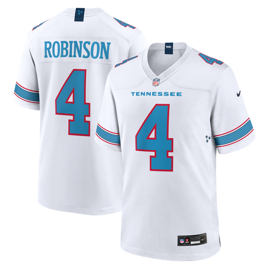 Tennessee Titans Wan'Dale Robinson Nike White Game Jersey product image 7, provided for visual reference and product detail
