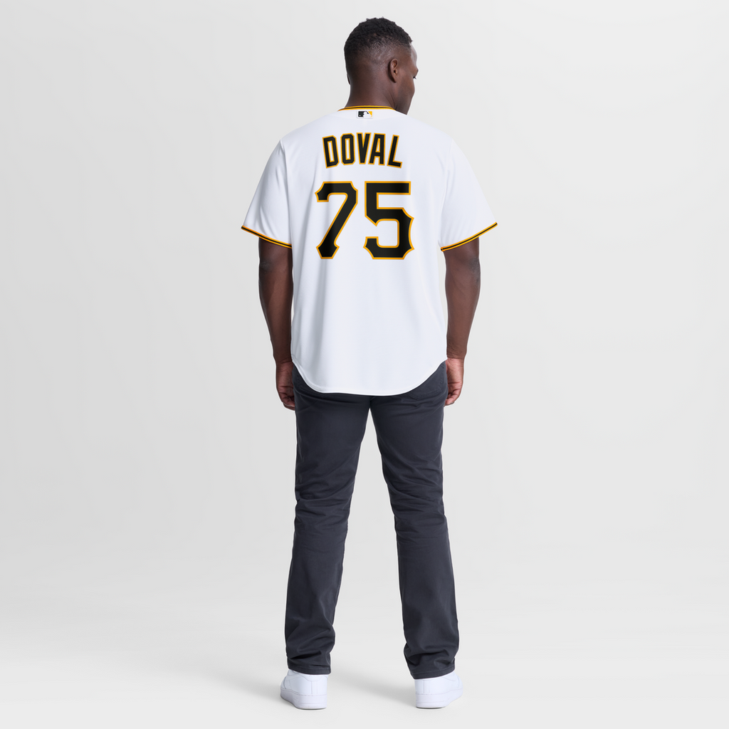 Pittsburgh Pirates Camilo Doval Nike White Home Replica Jersey product image 3, provided for visual reference and product