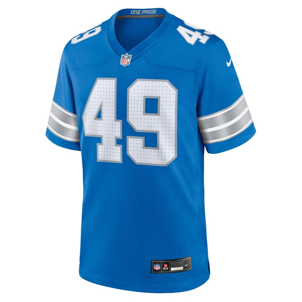 Detroit Lions Hogan Hatten Nike Blue Game Jersey product image 2, provided for visual reference and product detail review