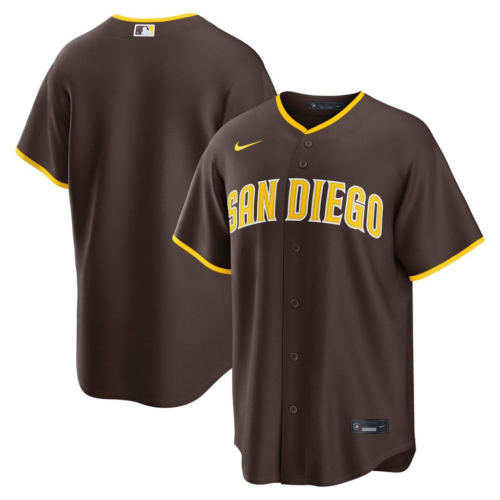 San Diego Padres Nike Brown Road Replica Jersey product image 1, provided for visual reference and product detail review