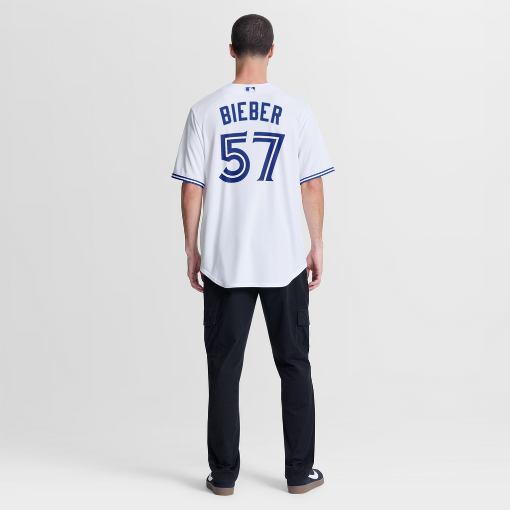 Toronto Blue Jays Shane Bieber Nike White Home Replica Jersey product image 5, provided for visual reference and product