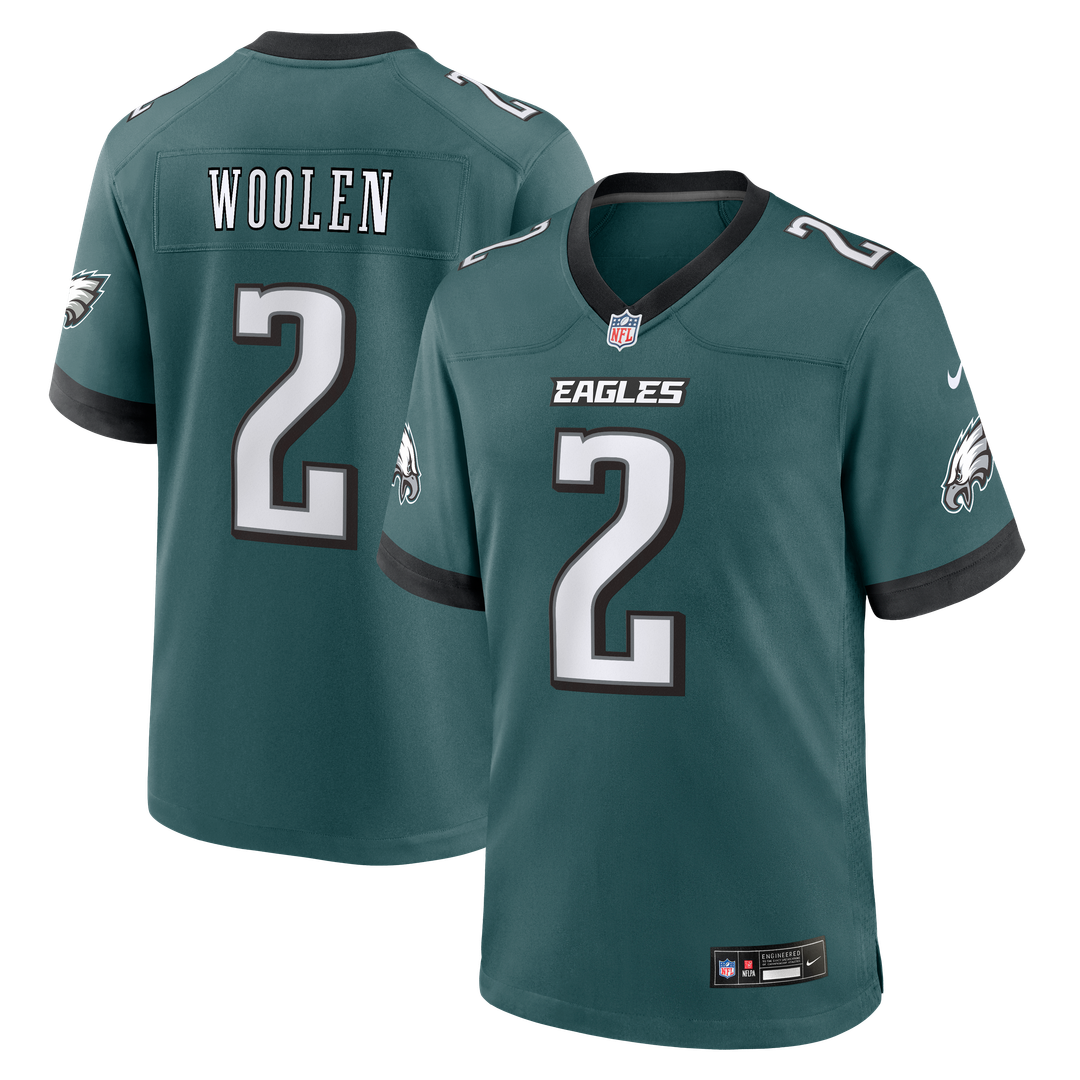 Philadelphia Eagles Tariq Woolen Nike Midnight Green Team Game Jersey product image 1, provided for visual reference and