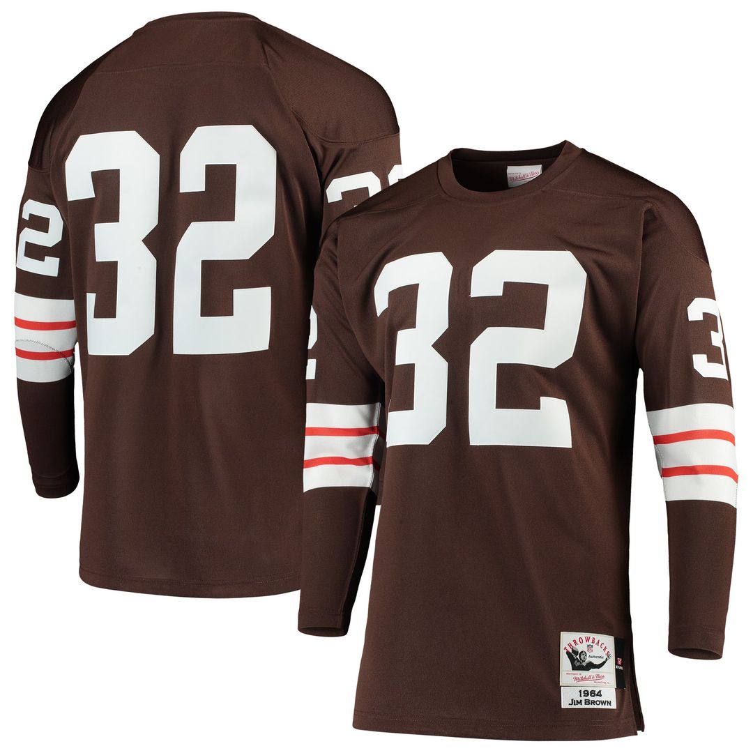 Cleveland Browns 1964 Jim Brown Mitchell & Ness Brown Authentic Throwback Retired Player Jersey product image 1, provided