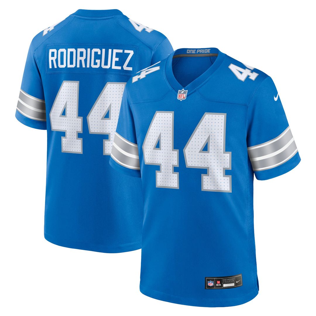 Detroit Lions Malcolm Rodriguez Nike Blue Game Jersey product image 1, provided for visual reference and product detail